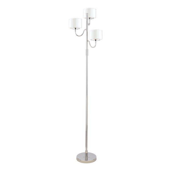 (image for) Laura Ashley Southwell 3 Light Floor Lamp Polished Nickel and Opal Glass